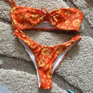 Orange Floral Bikini Set